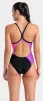 Купальник закритий для жінок Arena MULTI SLICES SWIMSUIT LIGHTDRO чорний, бузковий, бірюзовий, рожевий Жін 44 - 8