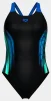 Купальник закритий для жінок Arena BREATH SWIMSUIT V BACK LB синій, чорний, бірюзовий Жін 36 - 1