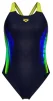 Купальник закритий для жінок Arena BREATH SWIMSUIT V BACK LB чорний, жовтий, зелений, синій Жін - 1