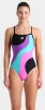 Купальник закритий для жінок Arena MULTI SLICES SWIMSUIT LIGHTDRO чорний, бузковий, бірюзовий, рожевий Жін 40 - 5