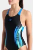 Купальник закритий для жінок Arena BREATH SWIMSUIT V BACK LB синій, чорний, бірюзовий Жін - 7
