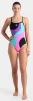 Купальник закритий для жінок Arena MULTI SLICES SWIMSUIT LIGHTDRO чорний, бузковий, бірюзовий, рожевий Жін 40 - 6