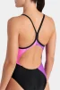 Купальник закритий для жінок Arena MULTI SLICES SWIMSUIT LIGHTDRO чорний, бузковий, бірюзовий, рожевий Жін 40 - 8