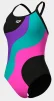 Купальник закритий для жінок Arena MULTI SLICES SWIMSUIT LIGHTDRO чорний, бузковий, бірюзовий, рожевий Жін 40 - 2