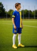 Дитяча футбольна форма X2 League (футболка+шорти), розмір L (синій/жовтий) - 2