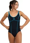 Купальник закритий для жіночийок Arena TANIA CLIP BACK SWIMSUIT ONE P чорний, блакитний жіночий 38 (005974-580)