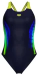 Купальник закритий для жінок Arena BREATH SWIMSUIT V BACK LB чорний, жовтий, зелений, синій Жін