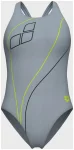 Купальник закритий для жінок Arena TRAIL SWIMSUIT V BACK сірий Жін