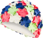 Шапка для плавання Aqua Speed BLOOM 5704 білий, зелений, рожевий, темно-синій Жін OSFM