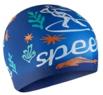 Шапка для плавання Speedo SLOGAN PRT CAP JU/JF/JM синій, білий Діт OSFM
