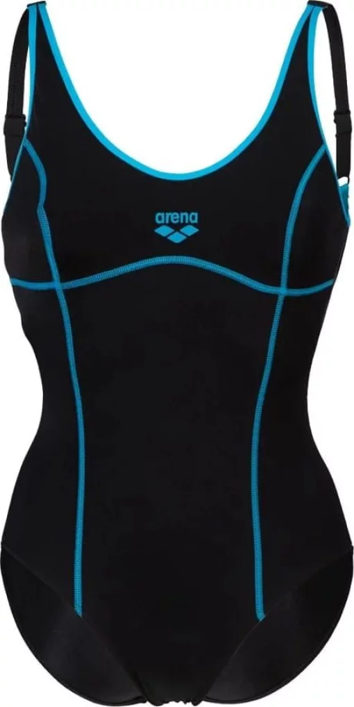 Купальник закритий для жіночийок Arena TANIA CLIP BACK SWIMSUIT ONE P чорний, блакитний жіночий 38 (005974-580)