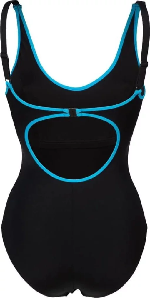 Купальник закритий для жіночийок Arena TANIA CLIP BACK SWIMSUIT ONE P чорний, блакитний жіночий 38 (005974-580)