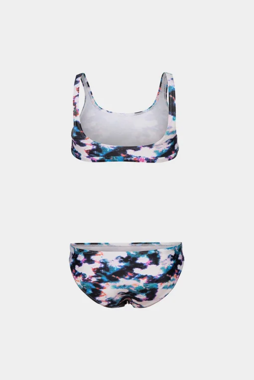 Купальник для дівчат Arena TIE AND DYE BIKINI TOP білий, синій, мультиколор Діт 128см