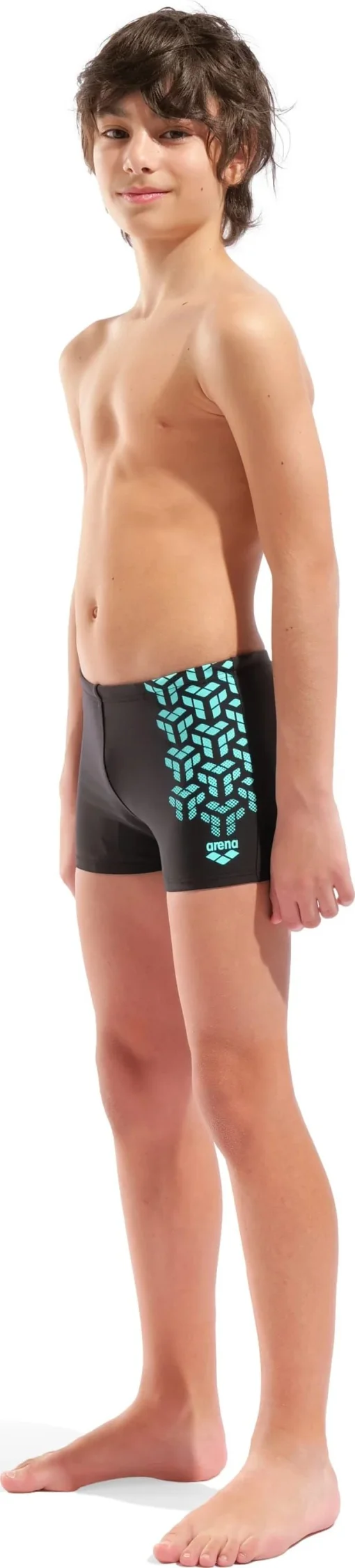 Плавки-шорти для хлопчиків Arena KIKKO V SWIM SHORT GRAPHIC чорний, бірюзовий дитячий 140 см (006720-508)
