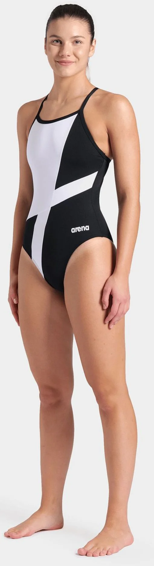 Купальник закритий для жінок Arena DIAMOND SWIMSUIT LIGHTDROP BAC чорний, білий Жін 36