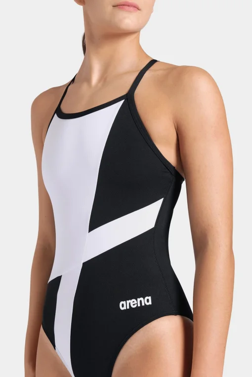 Купальник закритий для жінок Arena DIAMOND SWIMSUIT LIGHTDROP BAC чорний, білий Жін 36