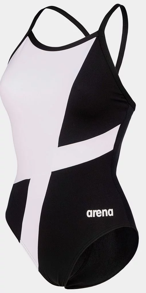 Купальник закритий для жінок Arena DIAMOND SWIMSUIT LIGHTDROP BAC чорний, білий Жін 38