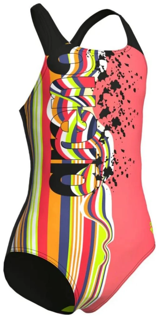 Купальник закритий для дівчат Arena PALETTE SWIMSUIT SWIM PRO BACK кораловий, чорний Діт