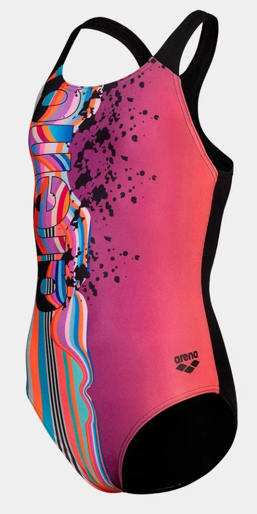 Купальник для дівчат Arena PALETTE SWIMSUIT SWIM PRO BACK рожевий, чорний, мультикольор Діт 116 см