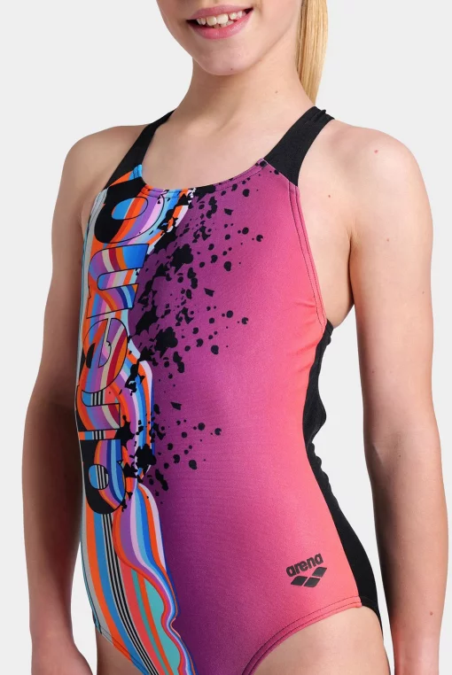 Купальник для дівчат Arena PALETTE SWIMSUIT SWIM PRO BACK рожевий, чорний, мультикольор Діт 116 см