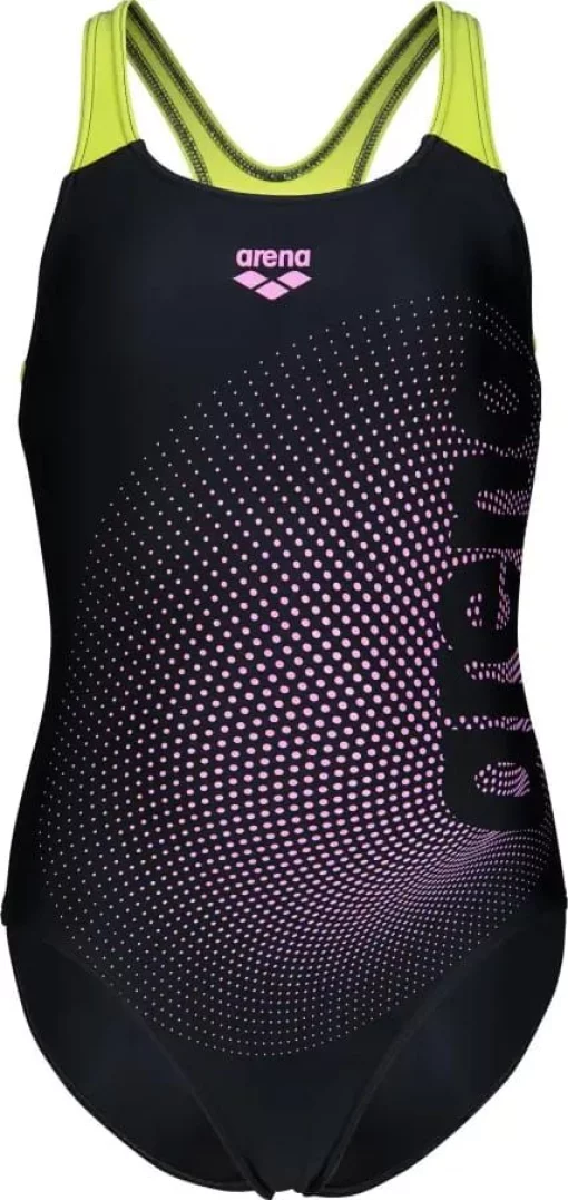 Купальник закритий для дівчат Arena DIM LIGHT SWIMSUIT SWIM PRO BA чорний, жовтий дитячий 128 см (008104-560)