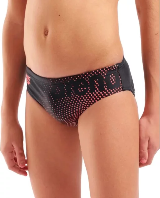 Плавки-сліпи для хлопчиків Arena DIM LIGHT SWIM BRIEFS чорний, кораловий дитячий 128 см (008148-504)