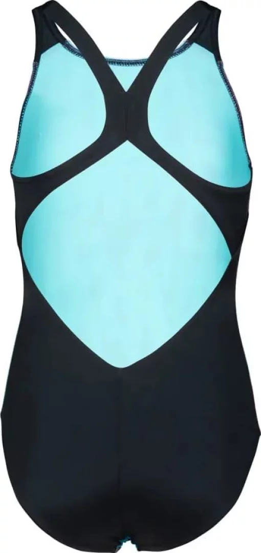 Купальник закритий для дівчат Arena MULTI COLOURS SWIMSUIT V BACK блакитний, чорний дитячий 128 см (009007-509)