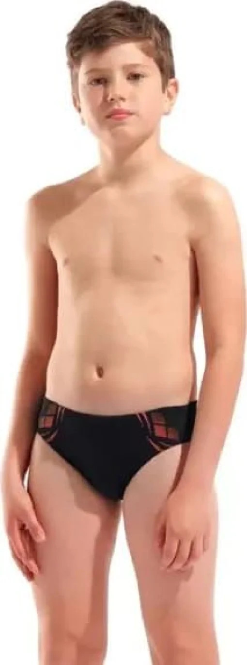 Плавки-сліпи для хлопчиків Arena POSEIDONIA SWIM BRIEFS чорний, кораловий дитячий 128 см (009009-504)
