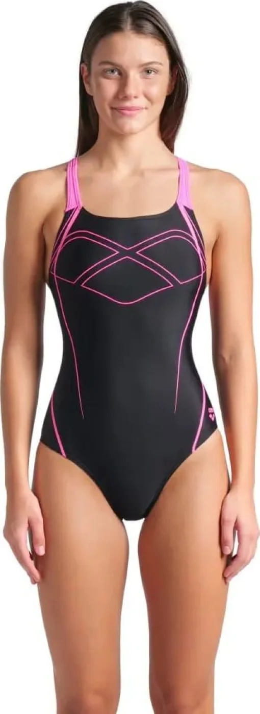 Купальник закритий для жіночийок Arena GRAPHIC SWIMSUIT SWIM PRO BACK чорний, рожевий жіночий 38 (009024-590)