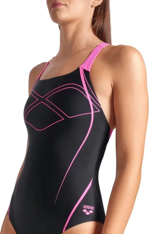 Купальник закритий для жіночийок Arena GRAPHIC SWIMSUIT SWIM PRO BACK чорний, рожевий жіночий 36 (009024-590)