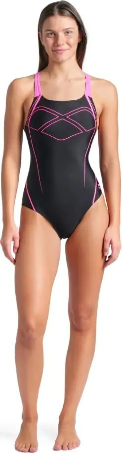 Купальник закритий для жіночийок Arena GRAPHIC SWIMSUIT SWIM PRO BACK чорний, рожевий жіночий 38 (009024-590)