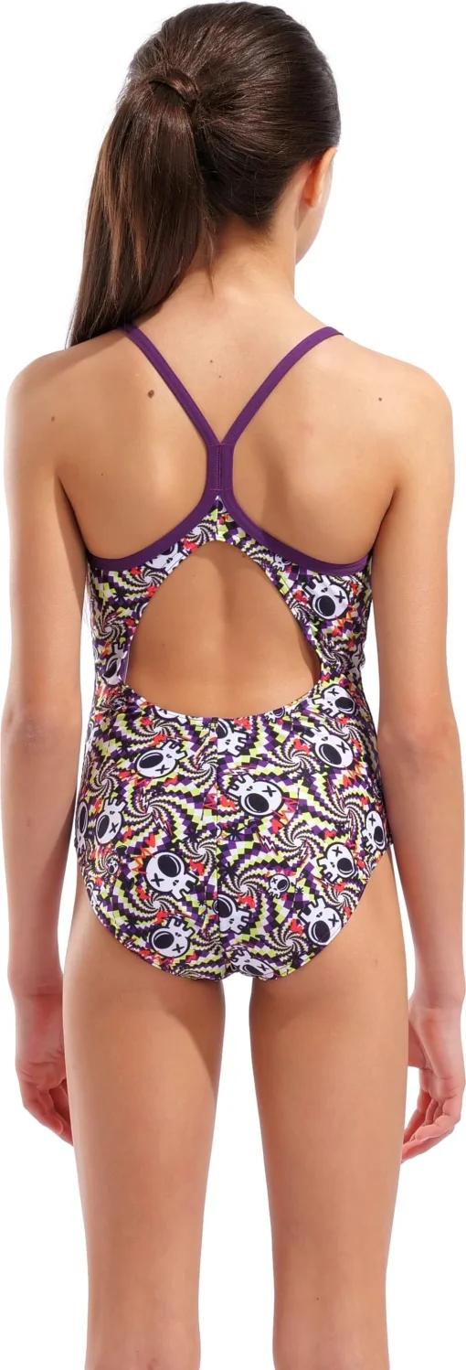 Купальник закритий для дівчат Arena FUN SKULLS SWIMSUIT LIGHTDROP мультиколор дитячий 128 см (010284-590)