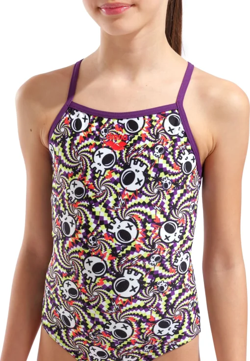 Купальник закритий для дівчат Arena FUN SKULLS SWIMSUIT LIGHTDROP мультиколор дитячий 128 см (010284-590)