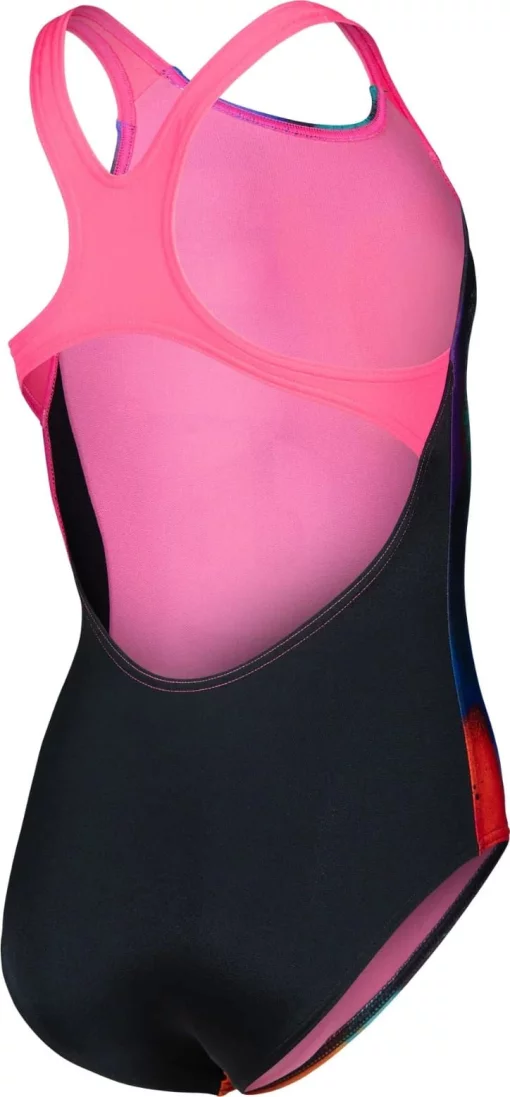 Купальник закритий для дівчат Arena SPRAY PAINT SWIMSUIT SWIM PRO чорний, синій, рожевий дитячий 128 см (010286-590)