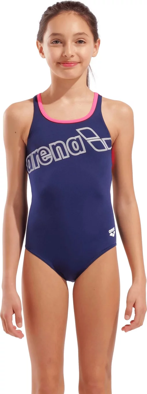 Купальник закритий для дівчат Arena LOGO SWIMSUIT SWIM PRO синій дитячий 128 см (010287-590)