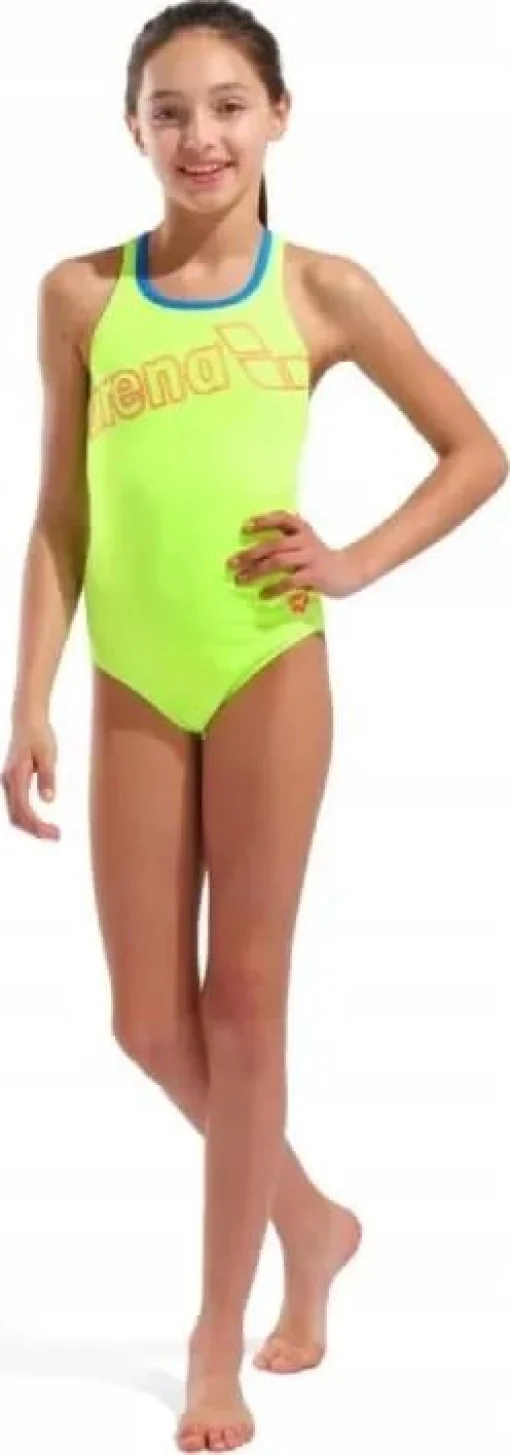 Купальник закритий для дівчат Arena LOGO SWIMSUIT SWIM PRO салатовий дитячий 128 см (010287-880)