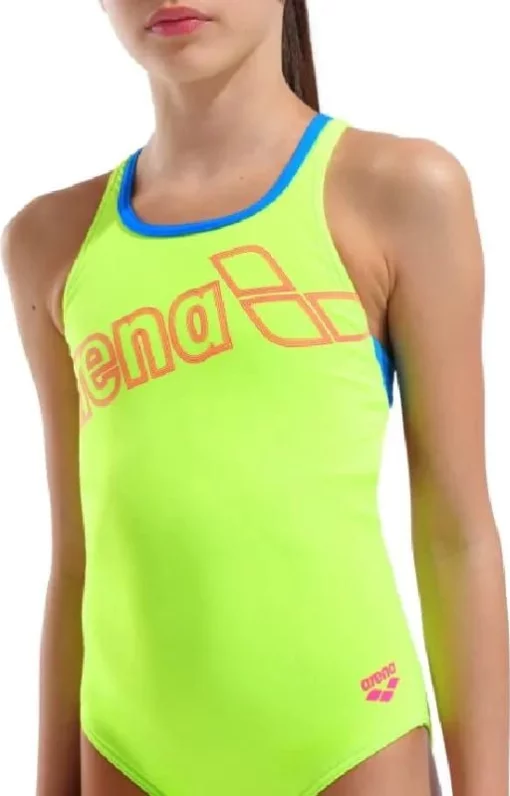 Купальник закритий для дівчат Arena LOGO SWIMSUIT SWIM PRO салатовий дитячий 128 см (010287-880)