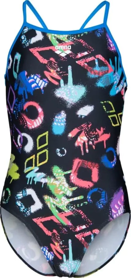 Купальник закритий для дівчат Arena GRAFFITI SWIMSUIT LIGHT DROP B чорний, мультиколор дитячий 128 см (010289-580)
