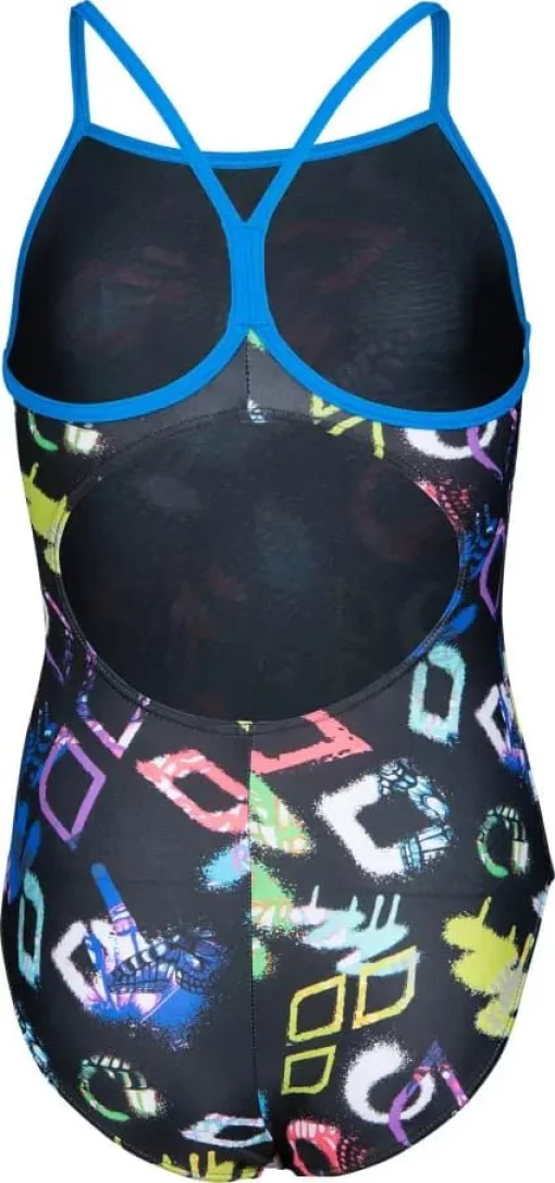 Купальник закритий для дівчат Arena GRAFFITI SWIMSUIT LIGHT DROP B чорний, мультиколор дитячий 128 см (010289-580)