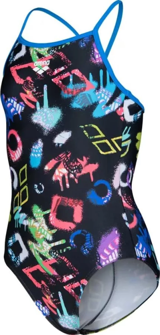 Купальник закритий для дівчат Arena GRAFFITI SWIMSUIT LIGHT DROP B чорний, мультиколор дитячий 128 см (010289-580)