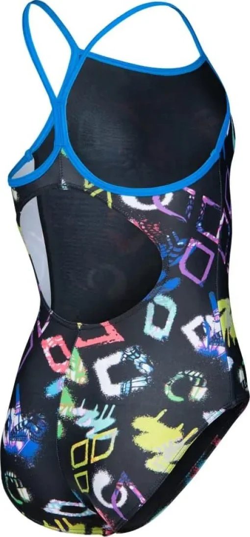 Купальник закритий для дівчат Arena GRAFFITI SWIMSUIT LIGHT DROP B чорний, мультиколор дитячий 128 см (010289-580)
