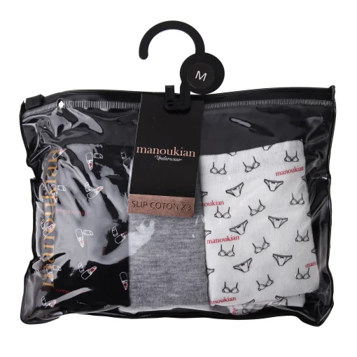 Труси Manoukian SLIPS-X3-FEMME світло-сірий, чорний, білий Жін L