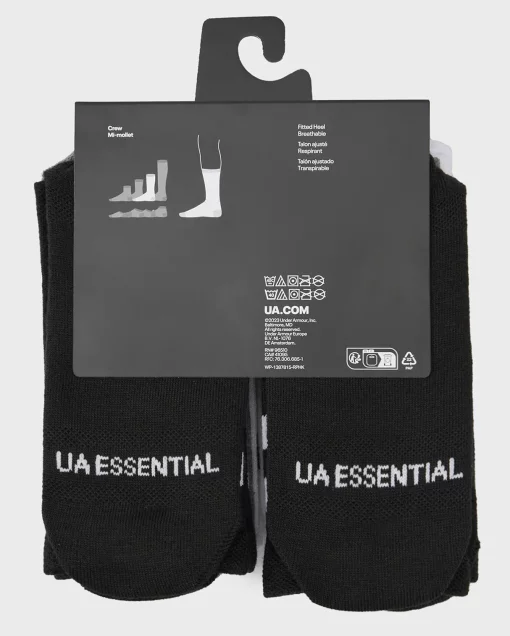 Шкарпетки Under Armour Essential 6pk Crew чорний, білий, сірий Уні XL
