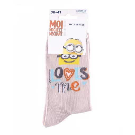 Шкарпетки MinionS Minion+LOVES ME блідо-сіро-жовтий Діт 36-41