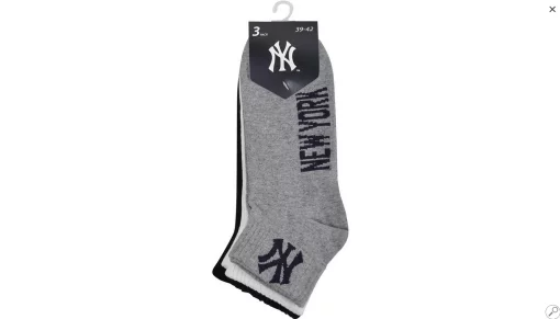 Шкарпетки New York Yankees 3 pk Quarter чорний, білий, сірий Уні 35-38