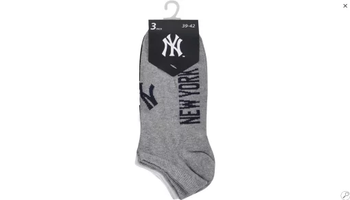 Шкарпетки New York Yankees 3 pk Sneaker чорний, білий, сірий Уні 35-38