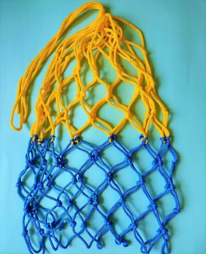 Баскетбольна сітка, шнур діаметром 6,5 мм. (стандартна) жовто-синя 555566