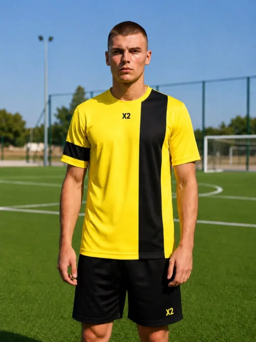 Футбольна форма X2 League (футболка+шорти), розмір XL (жовтий/чорний)