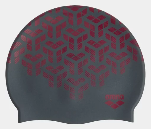 Шапка для плавання Arena PRINT 2 бордовий, чорний Уні OSFM