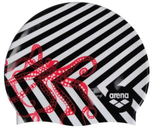 Шапка для плавання Arena PRINT 2 чорний, білий, червоний Уні OSFM